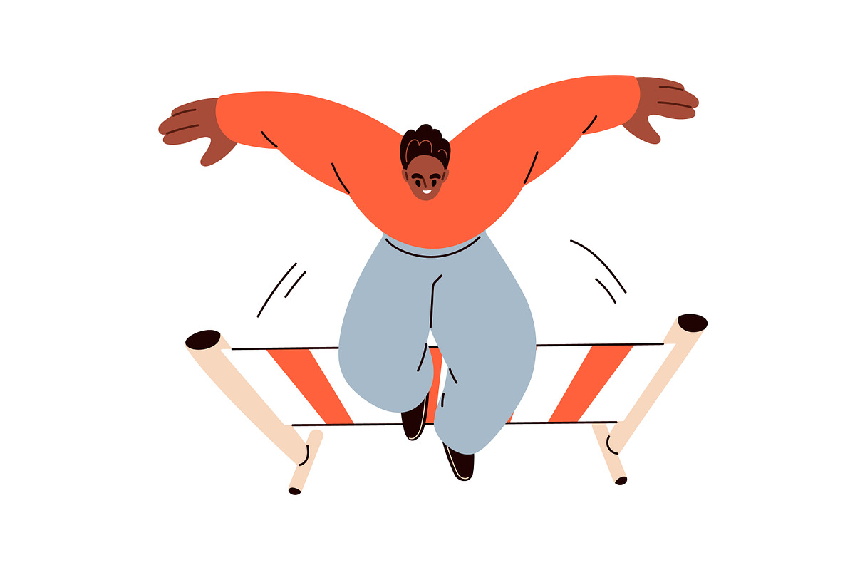 People jump over obstacles concept, a Person Illustration by Good Studio (Photo 4 of 9)