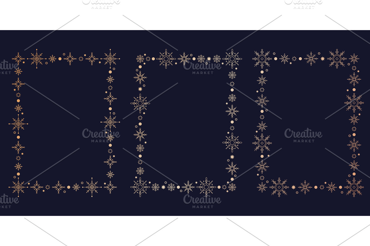 Golden snowflake borders, winter, an Object Illustration by art PVP - market