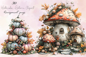 Watercolor Autumn Clipart Bundle., an Illustration by SVGArt