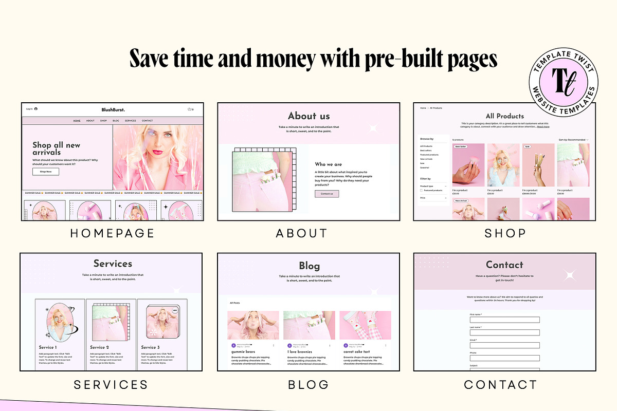 Blush Pink Wix Shop Studio Template, a Wix Template by Template Twist Shop (Photo 8 of 10)