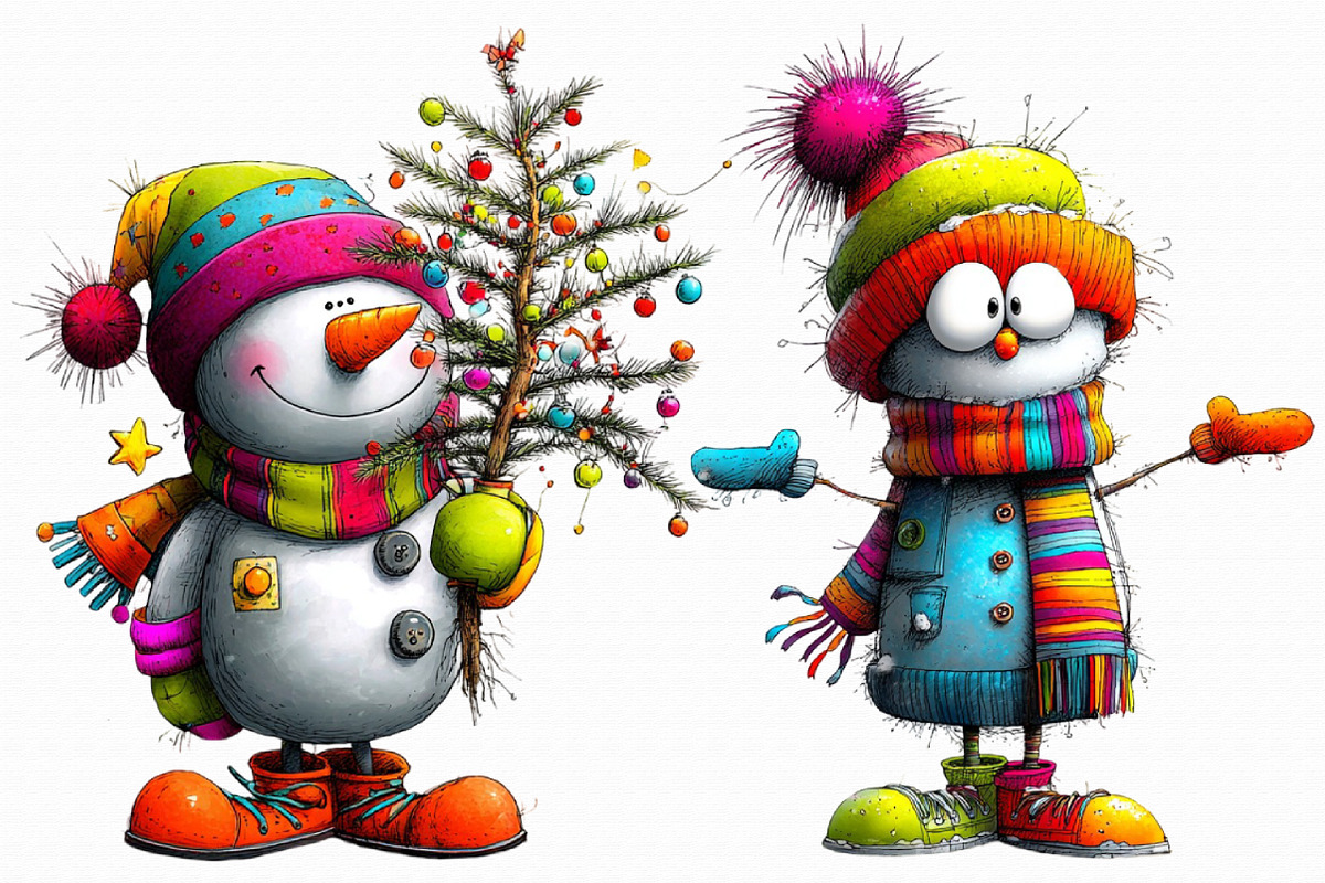 Whimsical Christmas Snowman Clipart, an Illustration by Libby Wishes (Photo 6 of 6)