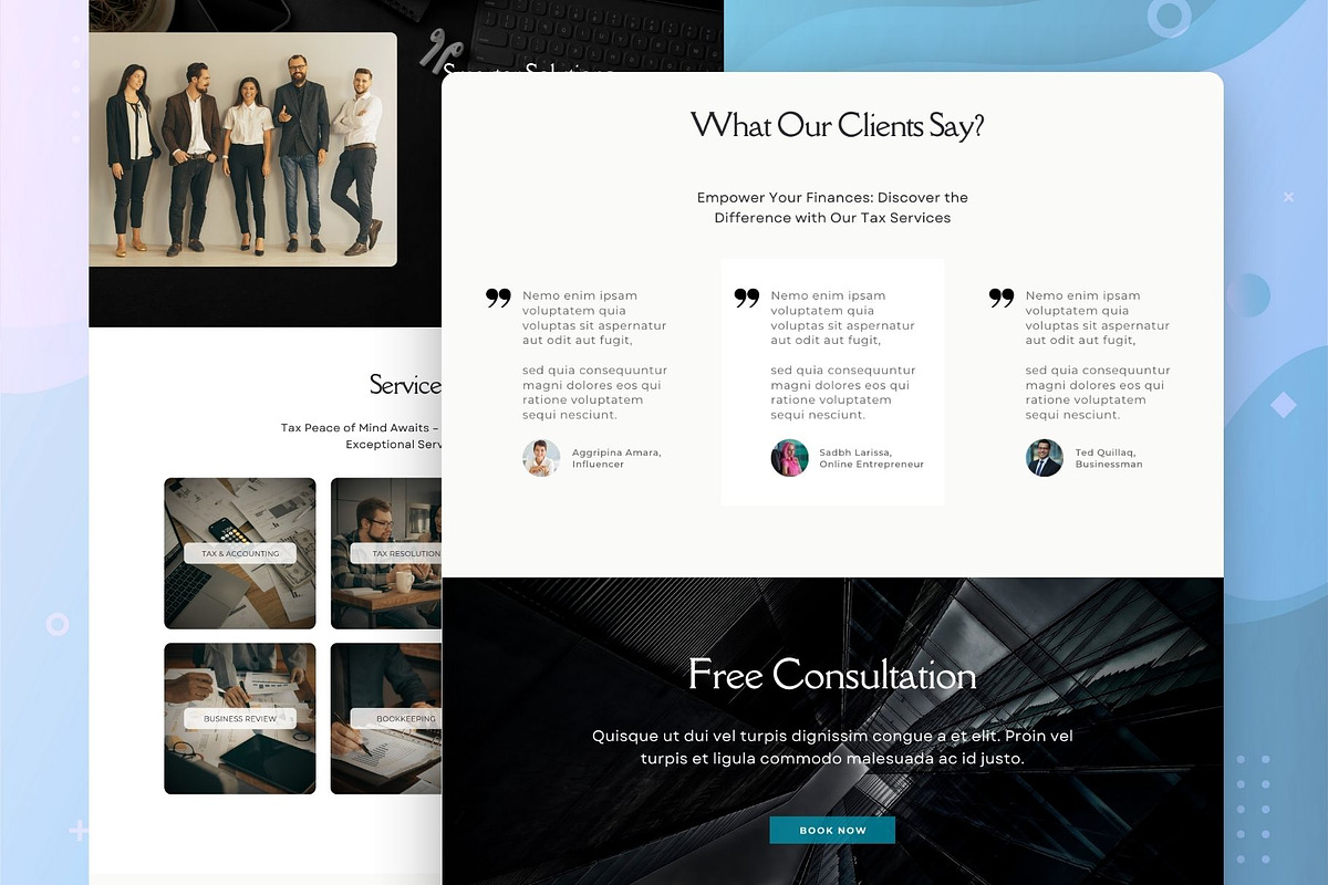 Tax Preparer Website Template, a Landing Page Template by Kromatic Design Studio (Photo 2 of 10)