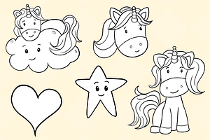 Cute Unicorns Digital Stamps