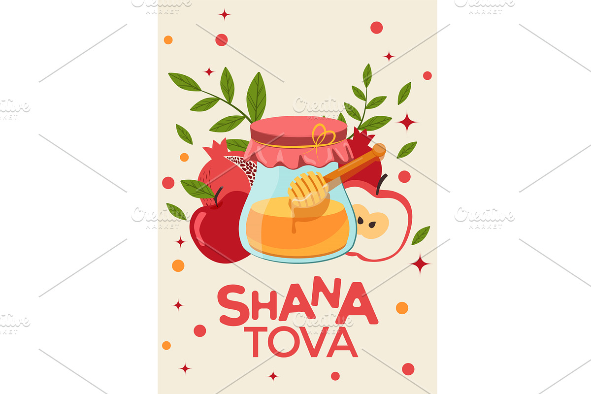 Happy Rosh Hashanah Greeting Card, an Object Illustration by JeanBet