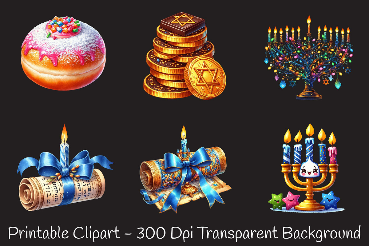 Holiday Hanukkah Clipart PNG Clipart, an Illustration by RobertsArt (Photo 5 of 7)