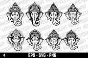 Hindu deity Ganesha's head, a Decorative Illustration by Vectorhight (Thumbnail 1 of 3)