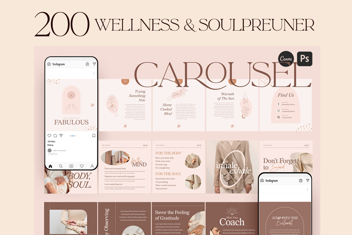 8 in 1 Bundle Carousel Coach CANVA, a Social Media Template by Eviory