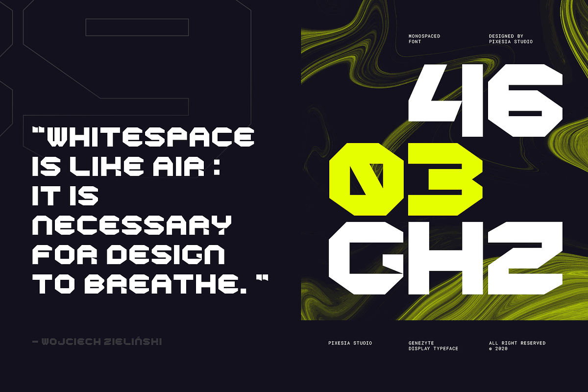 Genezyte - Monospaced Display Font, a Font by Pixesia Studio (Photo 2 of 9)