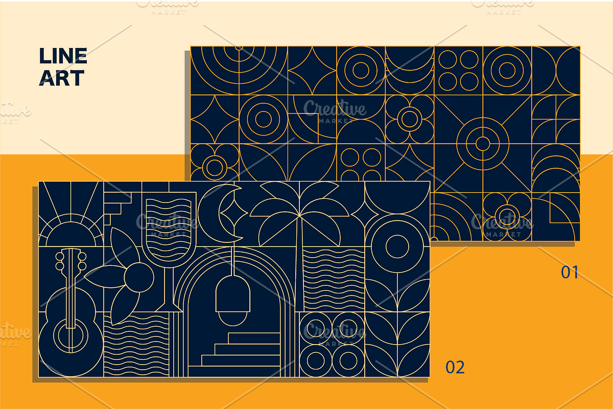 Blue and Orange Modern Geometric Kit, a Pattern Graphic by Lettering_Logo (Photo 5 of 8)