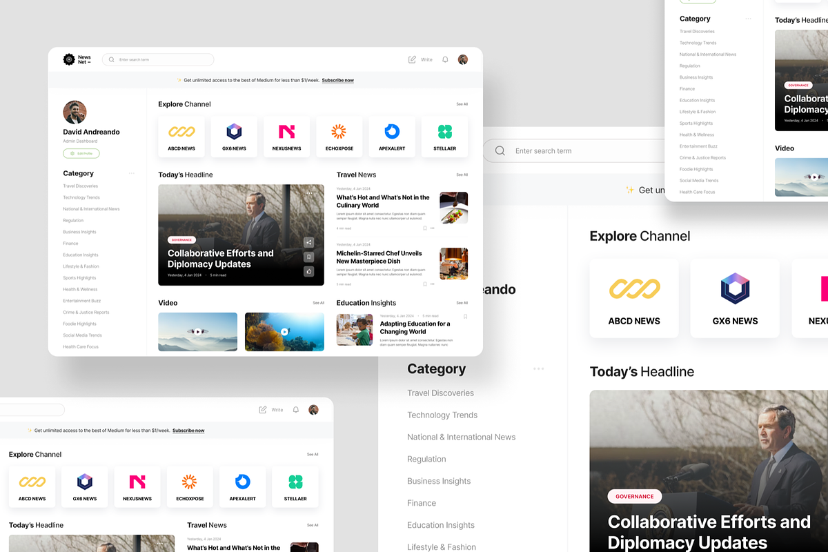 NewsNet - News Dashboard Dashboard, a Websites & App Template by SquidPixey (Photo 5 of 5)
