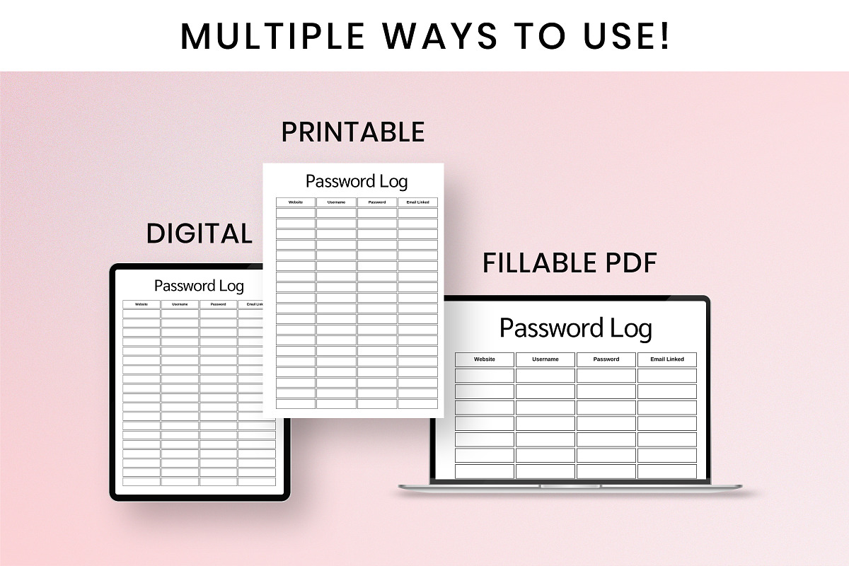 Password Tracker Printable, a Print Template by Snapybiz