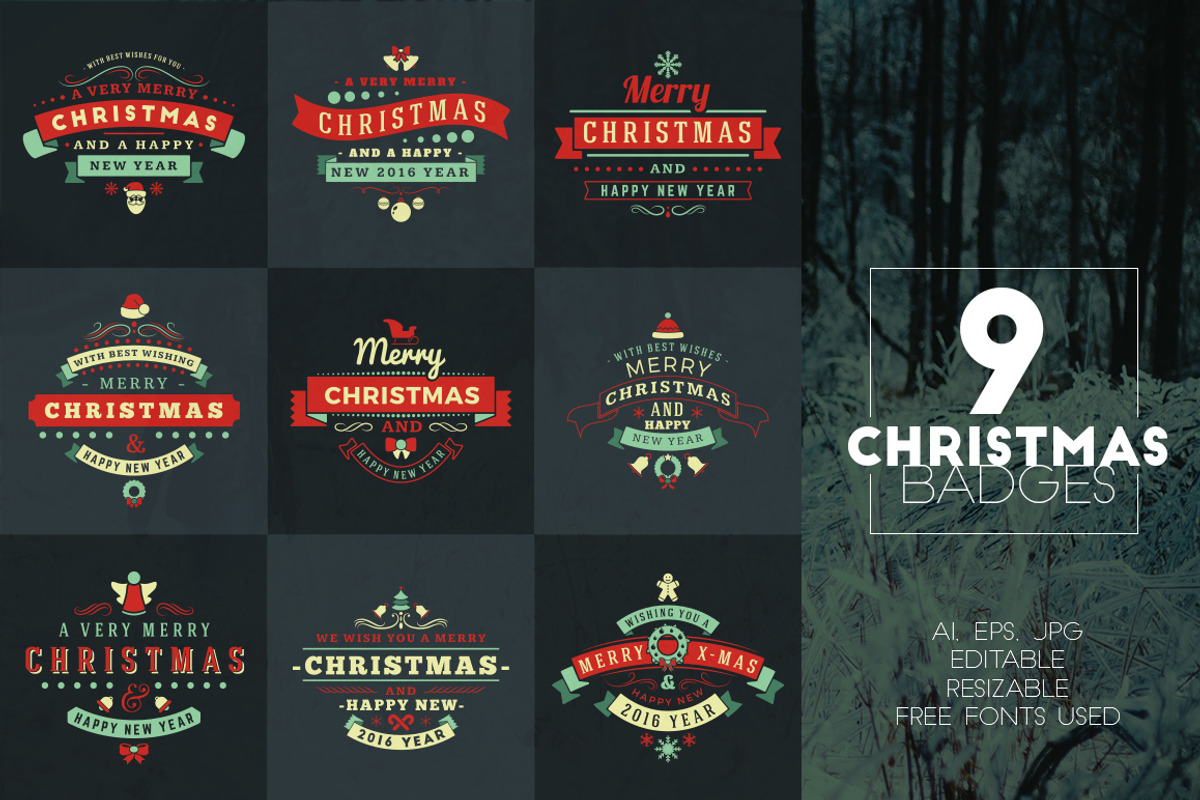 Set of 9 Christmas Badges, a Branding & Logo Template by AntartStock (Photo 3 of 3)