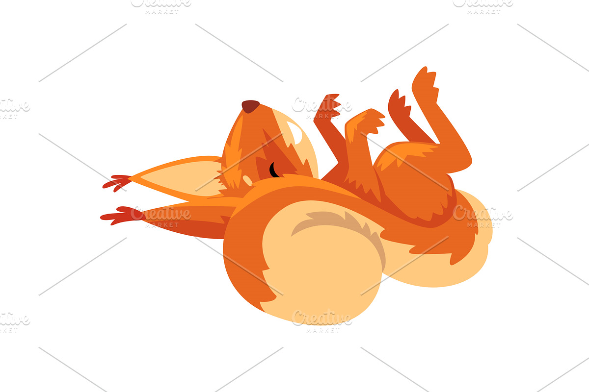 Cute Squirrel Sleeping on Its Back, an Animal Illustration by TopVectors