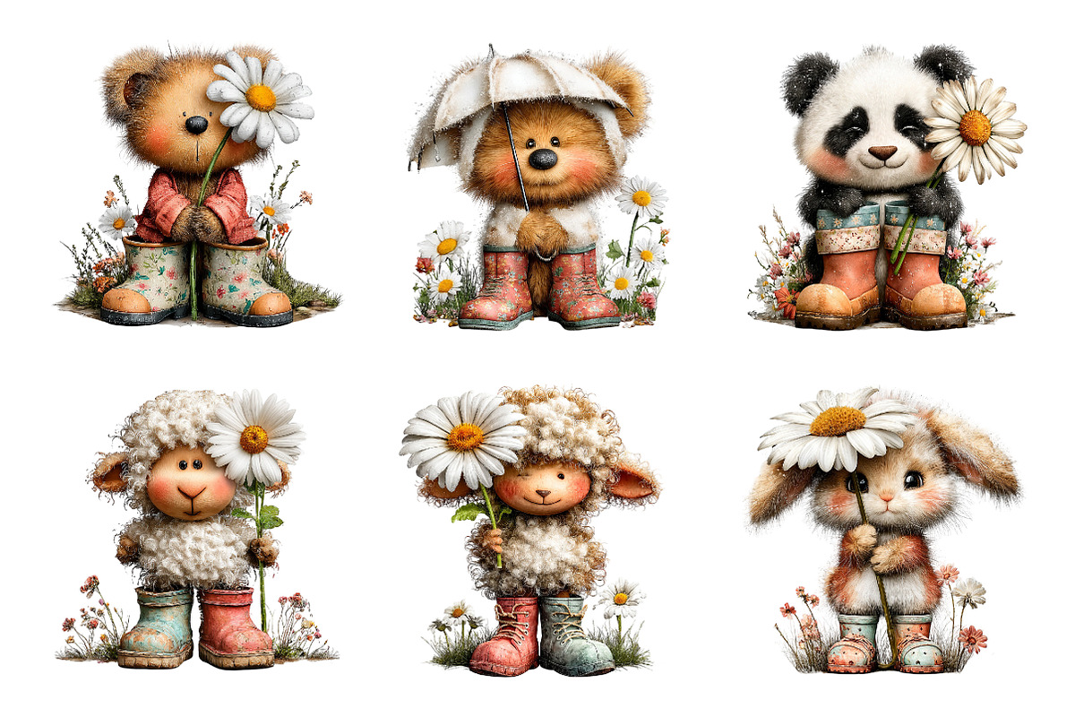 Watercolor Spring Animals Clipart, an Illustration by SinaCreation (Photo 2 of 9)