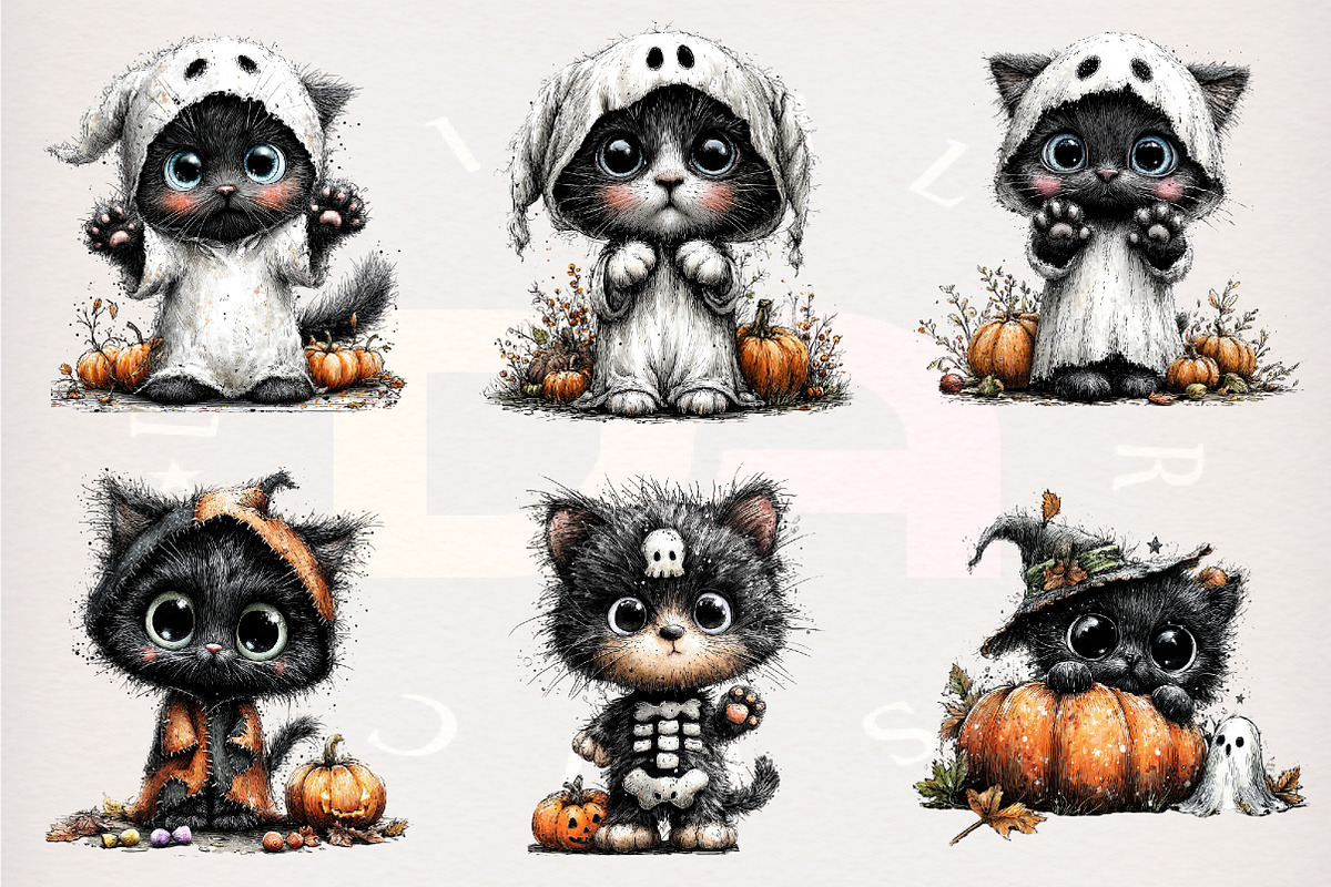Whimsical Halloween Cat Clipart PNG, a Transportation Illustration by Digital Artistic99 (Photo 2 of 7)
