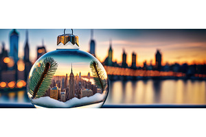 A Christmas ornament with a city, a Holiday Photo by Igor Tichonow