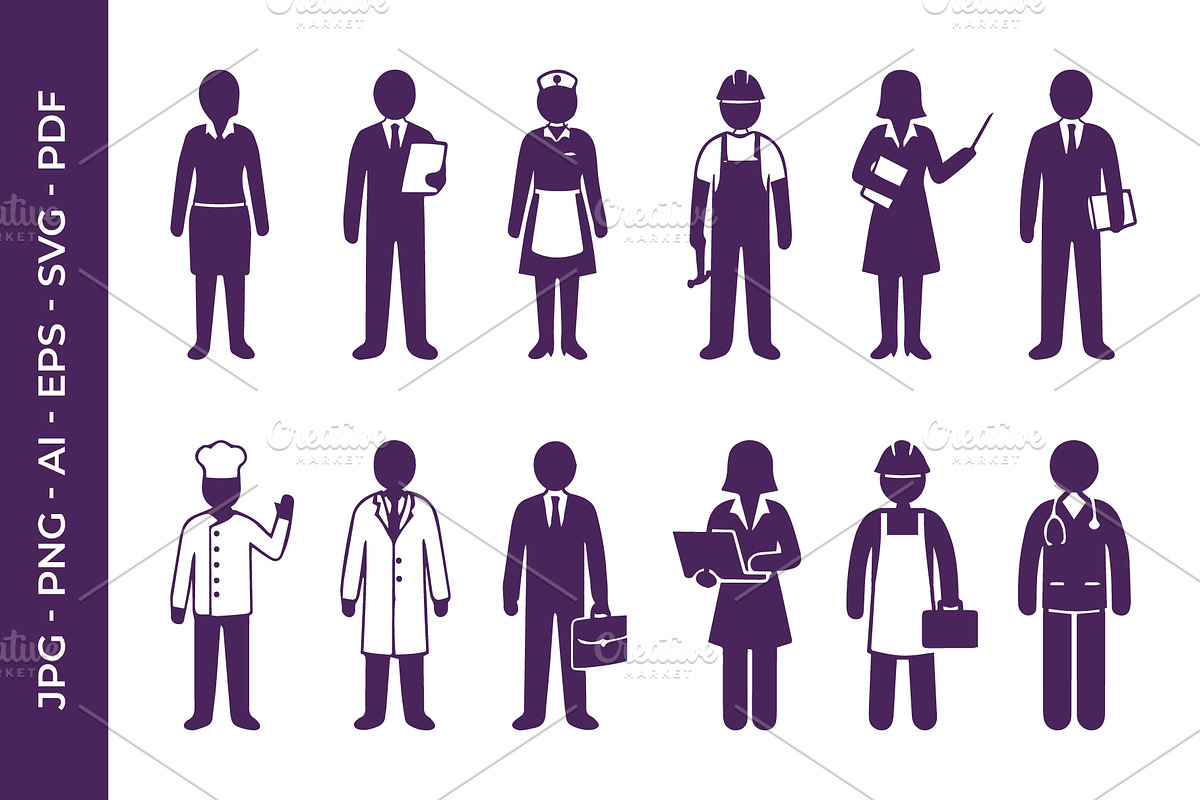 People Silhouettes Vector Bundle, a Person Illustration by nandinigraphics (Photo 4 of 5)
