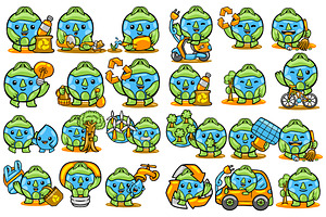 Kawaii Cartoon Earth Character Pack