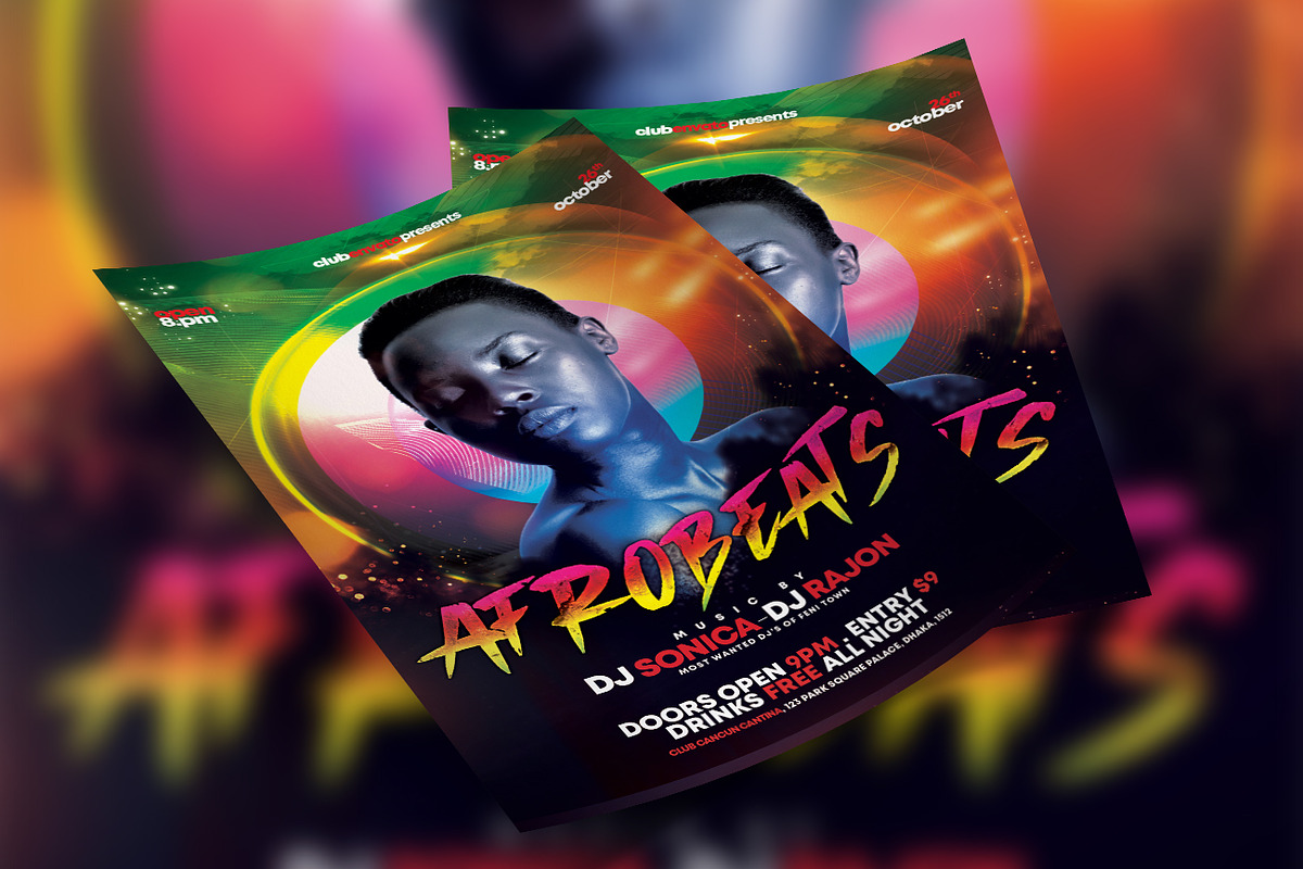 Afrobeats night club party flyer, a Flyer Template by GladicMonster (Photo 2 of 3)