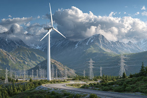 Wind Turbine Mountain Landscape Rene, a Photo by Pixeness Studio
