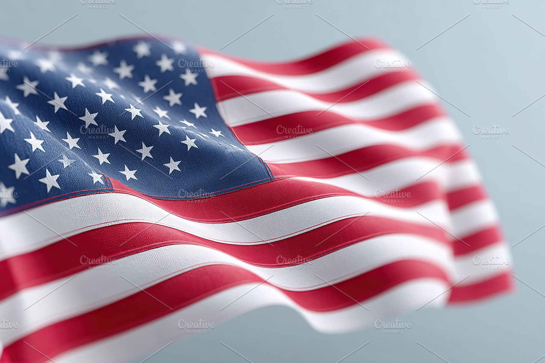 Waving American flag displayed against a light background with vibrant colors a, a Holiday Photo by AlyaAnd