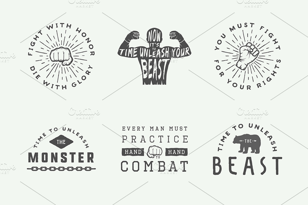 Set of vintage fighting emblems, a Branding & Logo Template by AkimD (Photo 9 of 10)