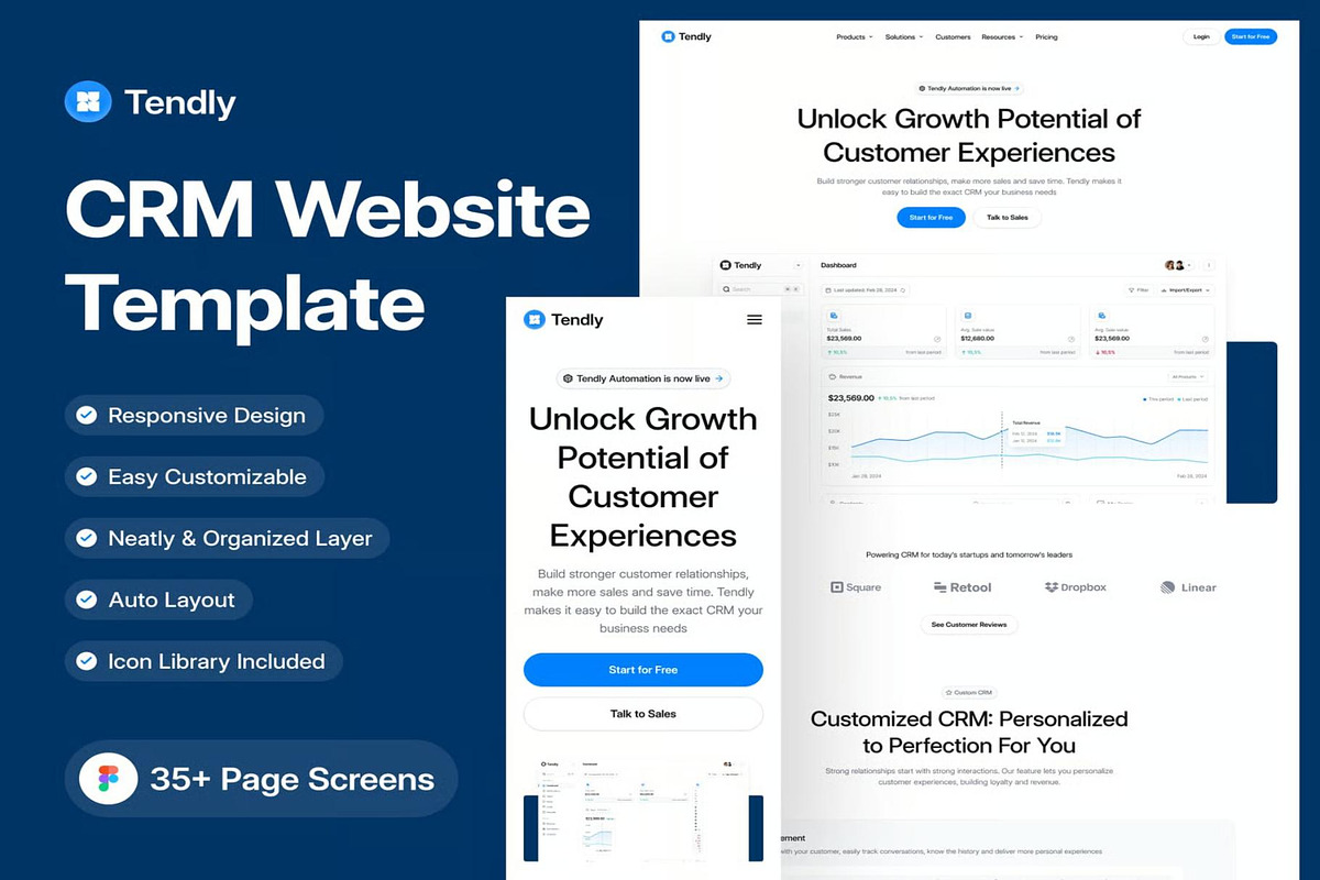 Tendly CRM - Website Template UI Kit, an UI Kit Template by Lumina_ui_ux202 (Photo 1 of 8)