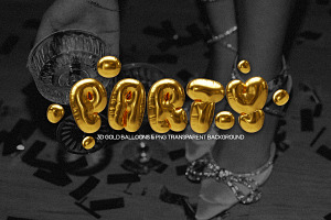 Party - 3D Gold Balloon Letters, a Graphic by saintricchi