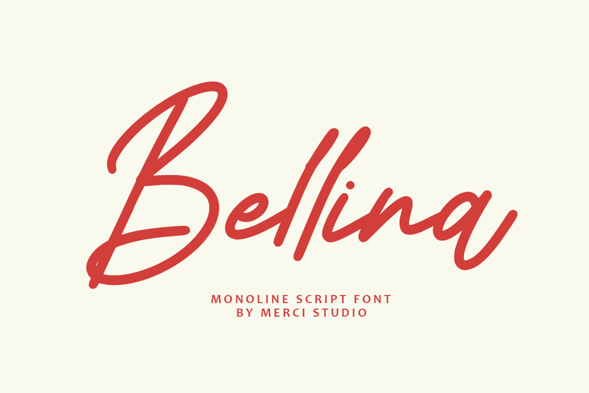 Bellina – Monoline Script Font, a Handwritten Font by MERCI STUDIO (Photo 1 of 8)
