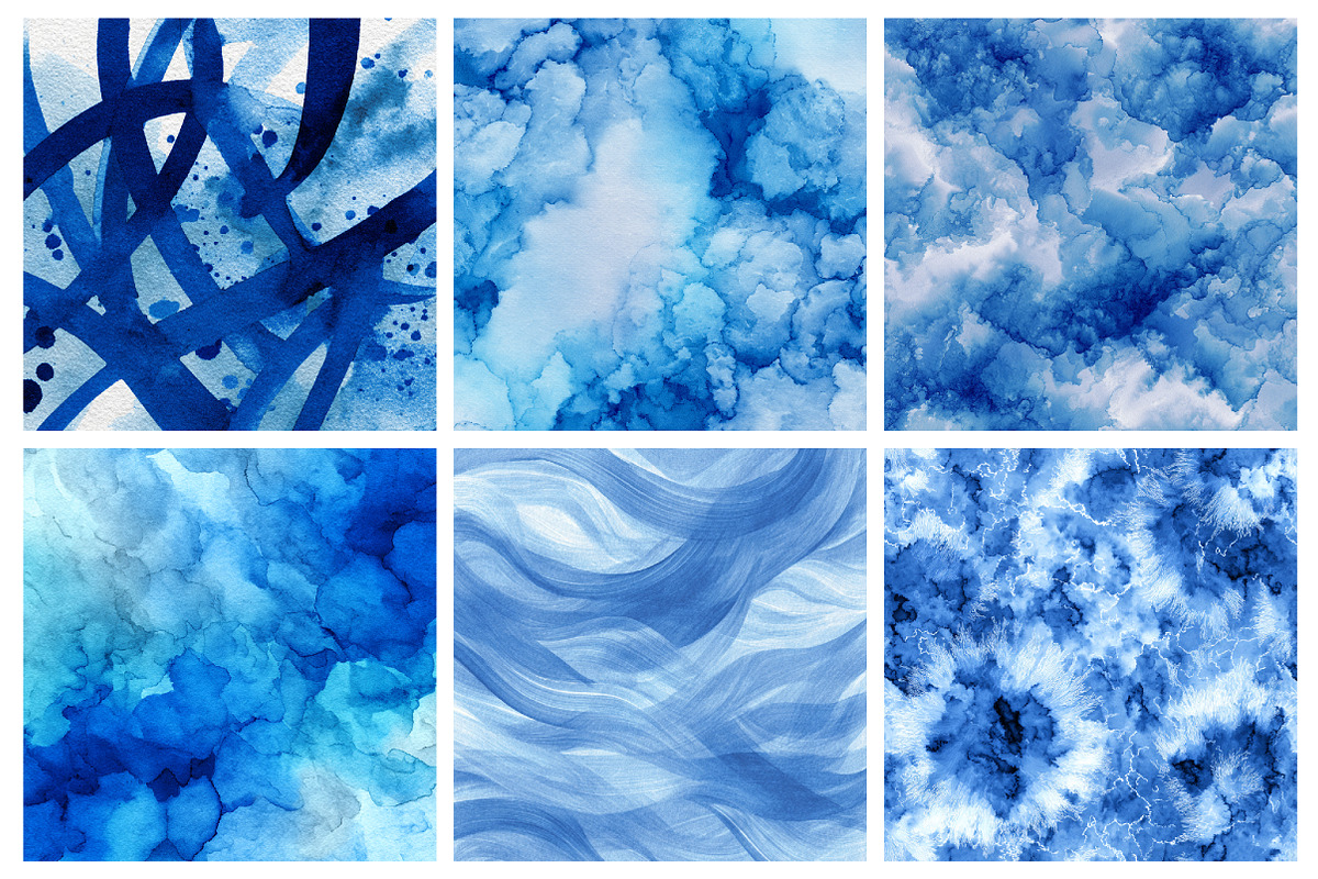 Blue Ink Watercolor Digital Paper, an Illustration by RobertsArt (Photo 3 of 7)