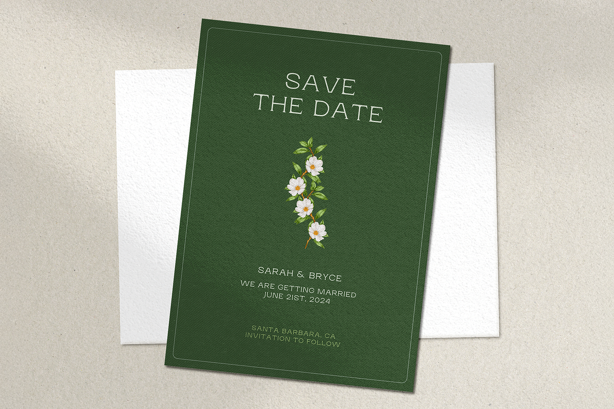 Green Floral Save The Date Template, an Invitation Template by Paraná Studio (Photo 3 of 4)