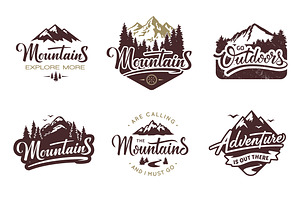 6 Mountain Vintage Badges