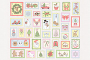 Christmas Postage Stamps clipart set, a Seasonal Illustration by @olga.angelloz (Thumbnail 2 of 2)