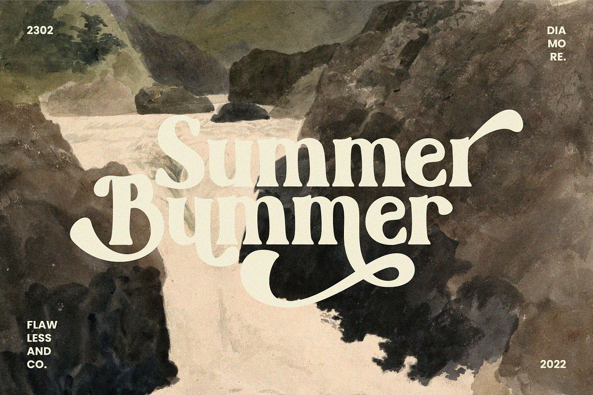 Diamore - Modern Retro Font, a Script Font by Flawless And Co (Photo 4 of 11)
