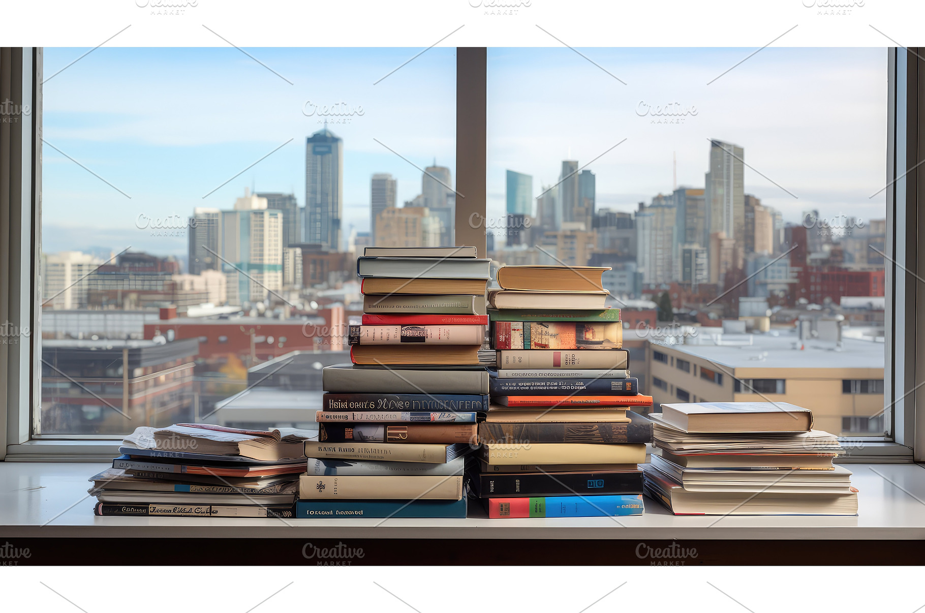city stack of book ai generated, a School & Education Photo by pikepicture