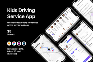 Kids Driving Service App, an UI Kit Template by flr.24