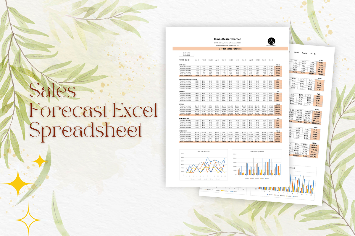 3 Year Sales Forecast Spreadsheet, a Templates & Theme by Designbudy (Photo 5 of 7)