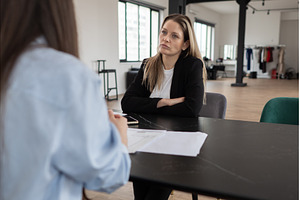Businesswoman with strong emotional, a Business Photo by undrey