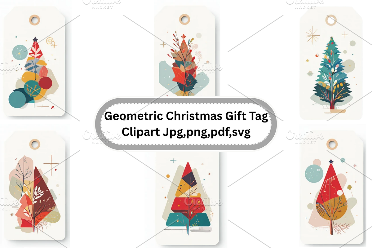 Geometric Christmas Gift Tag Clipart, a Decorative Illustration by Creative design (Photo 1 of 7)