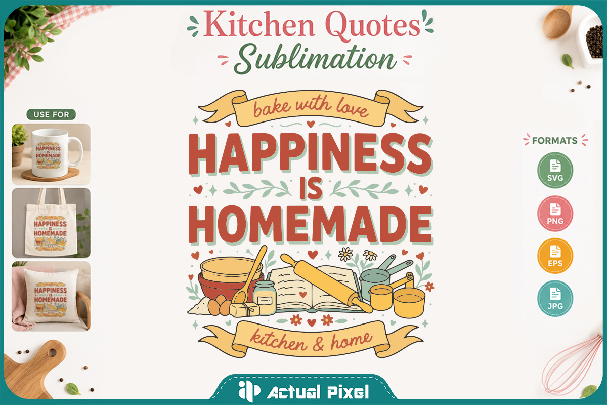 Kitchen Quotes Sublimation Bundle, a Decorative Illustration by Actual Pixel (Photo 4 of 12)
