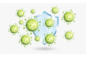 Protective shield blocking virus, a Healthcare Illustration by Yayasya