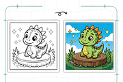 Bold Easy Cute Dinosaur Coloring Pag, an Animal Illustration by Ink Gallery (Thumbnail 7 of 9)