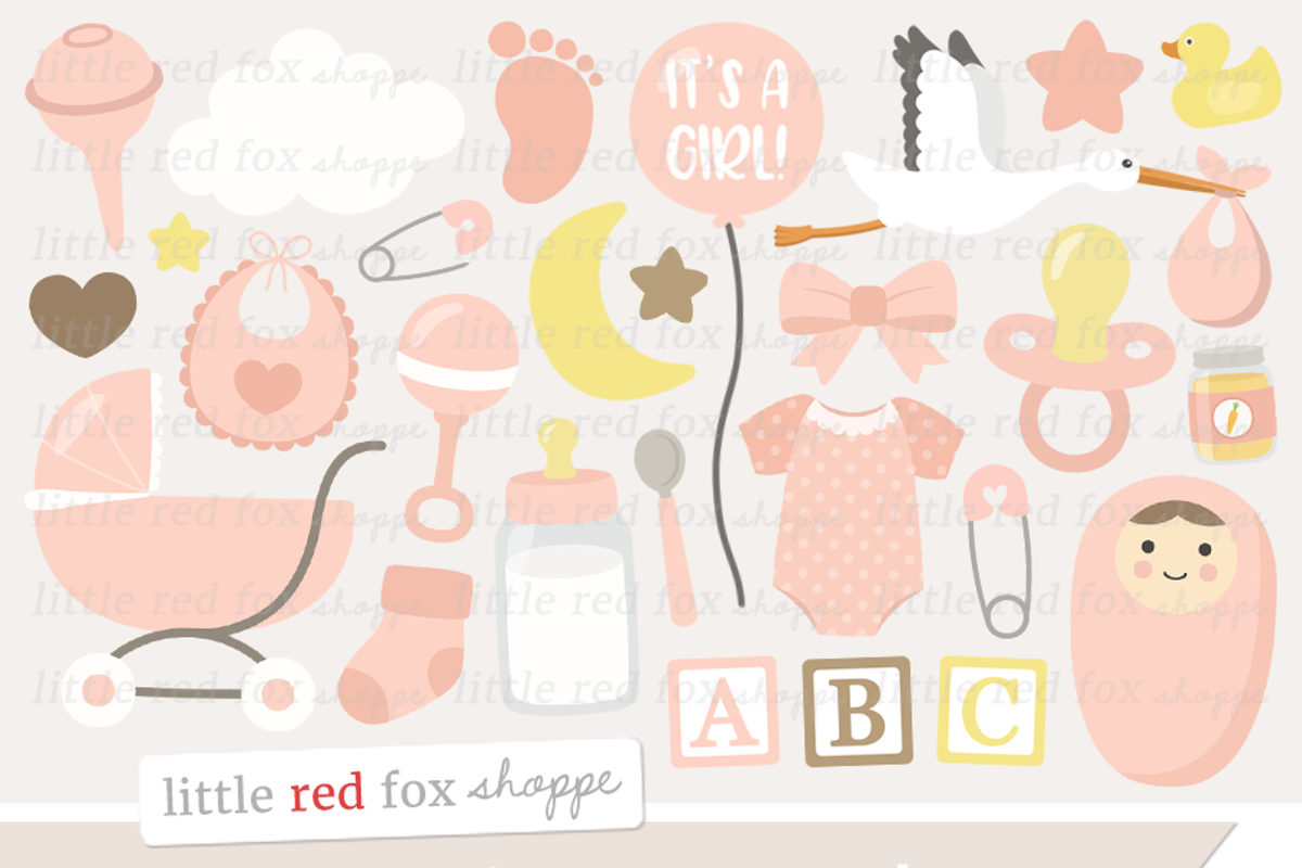 New Baby Girl Clipart, a Food Illustration by Little Red Fox Shoppe