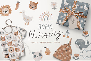 Boho Nursery Clipart and Patterns
