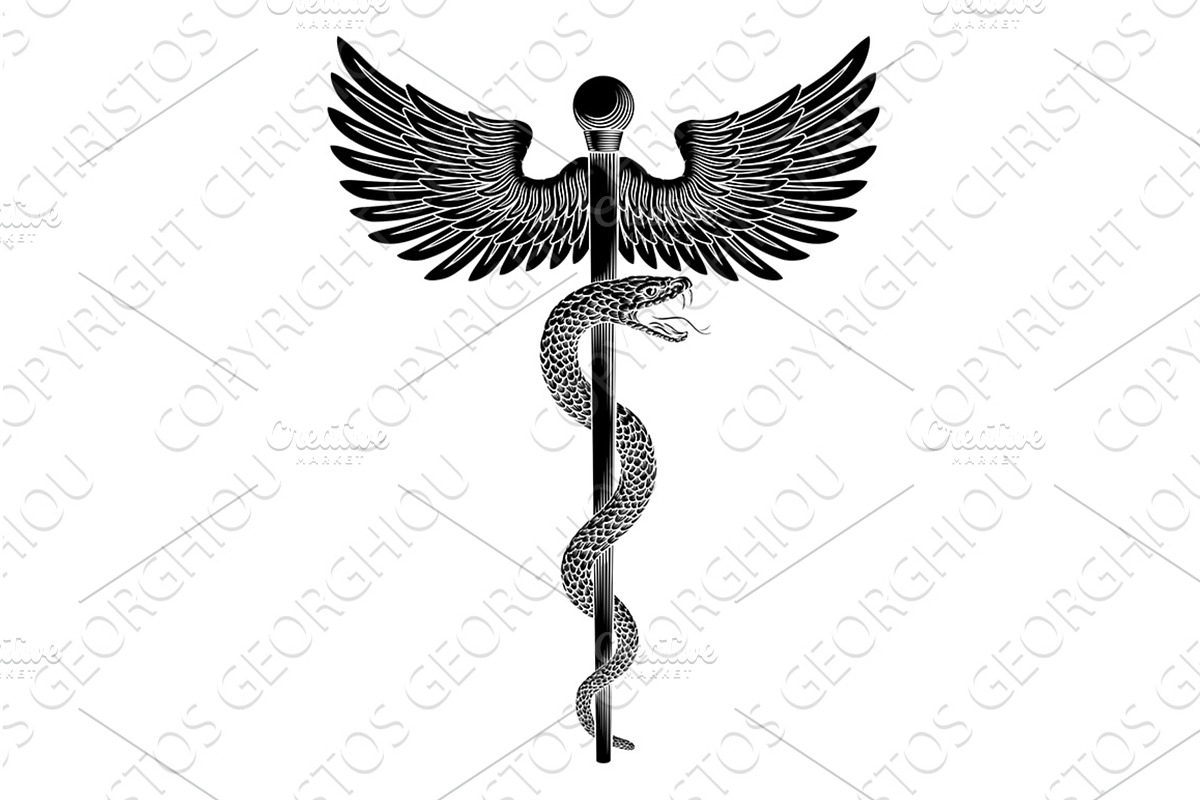 Rod of Asclepius Caduceus Medical, a Healthcare Illustration by Christos Georghiou