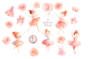 Watercolor Ballerinas Clipart Set, a Decorative Illustration by AlineArtStore (Thumbnail 4 of 11)