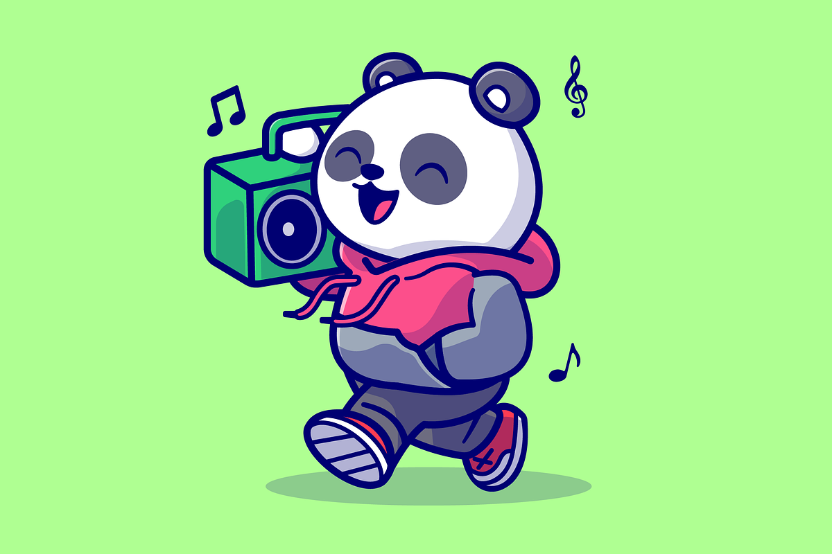 Cute Panda Listening Music Cartoon, an Animal Illustration by Catalyst Labs (Photo 2 of 3)