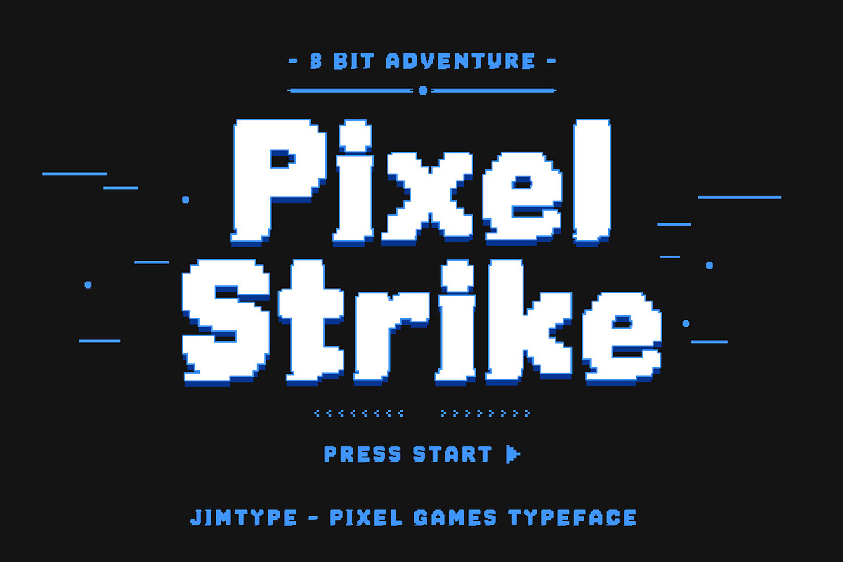 Pixel Strike – Pixel Font Arcade, a Handwritten Font by Jimtype Studio (Photo 1 of 8)