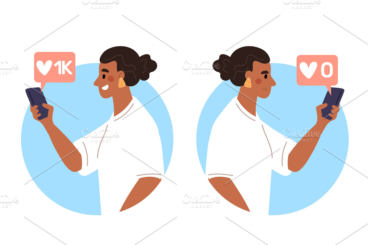 Woman sad with no reaction to her, a Technology Illustration by Vectorbuum