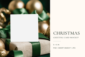 5x5 Christmas Greeting Card Mockup